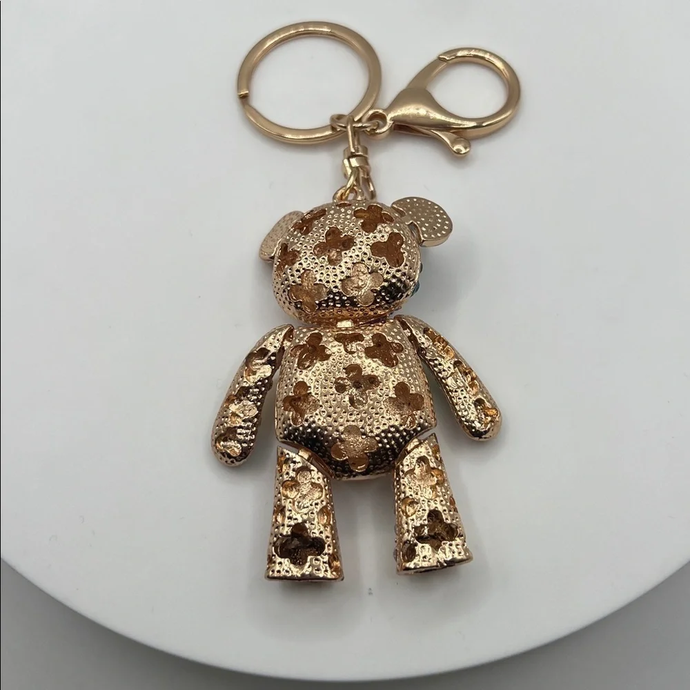 264. Colorful Rhinestone Bear Keychain
